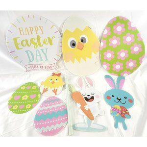 8 pcs Easter Yard Signs Outdoor Decorative Stake Bunny Egg Happy Easter USA